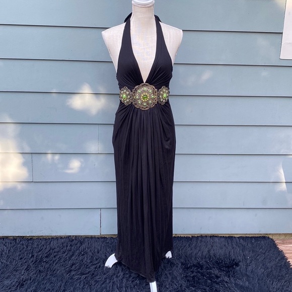 Sky Dresses & Skirts - Sky bran black halter metal accent maxi dress